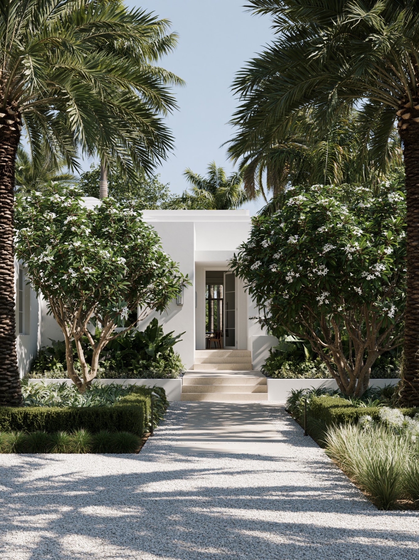 Miami Residence, Miami — tropical planting alongside cut stone paving