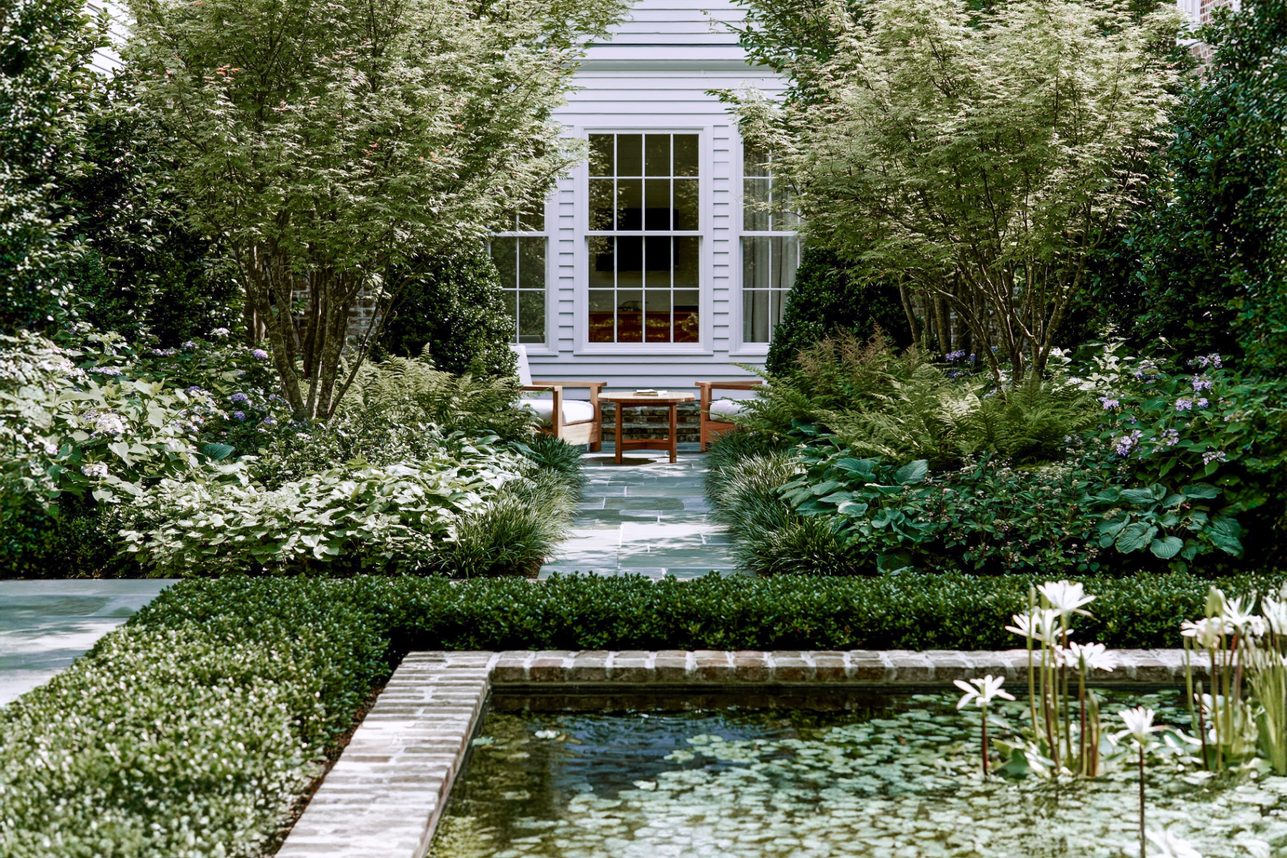 Miller House, Baton Rouge — reflecting pool set into the garden