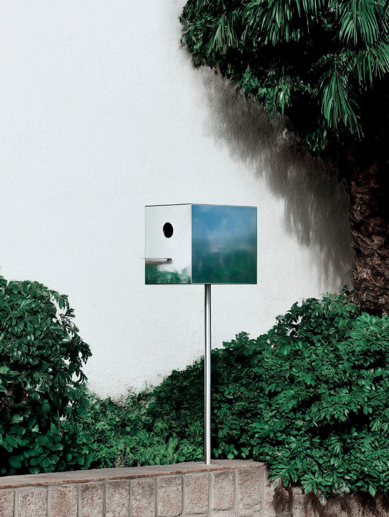 Studio Salix bespoke objects — minimal stainless steel birdhouse